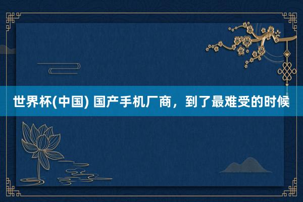 世界杯(中国) 国产手机厂商，到了最难受的时候