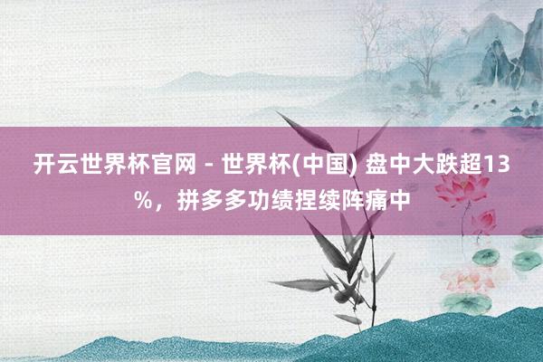 开云世界杯官网 - 世界杯(中国) 盘中大跌超13%，拼多多功绩捏续阵痛中
