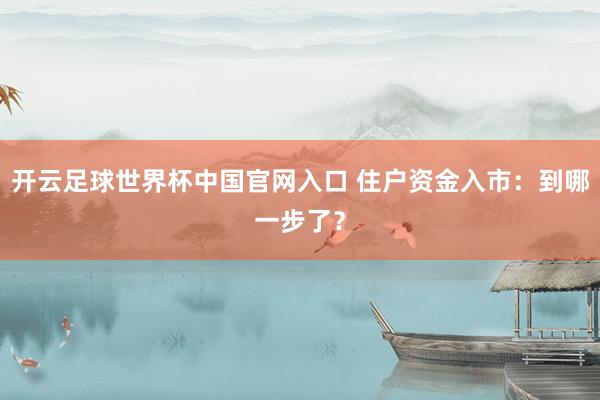 开云足球世界杯中国官网入口 住户资金入市：到哪一步了？