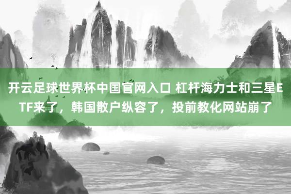 开云足球世界杯中国官网入口 杠杆海力士和三星ETF来了，韩国散户纵容了，投前教化网站崩了