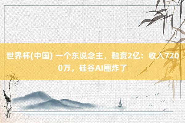 世界杯(中国) 一个东说念主,融资2亿:收入7200万,硅谷AI圈炸了