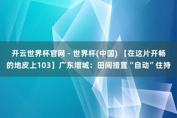 开云世界杯官网 - 世界杯(中国) 【在这片开畅的地皮上103】广东增城：田间措置“自动”住持