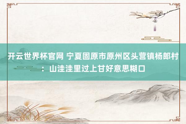 开云世界杯官网 宁夏固原市原州区头营镇杨郎村：山洼洼里过上甘好意思糊口