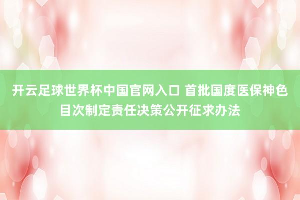 开云足球世界杯中国官网入口 首批国度医保神色目次制定责任决策公开征求办法