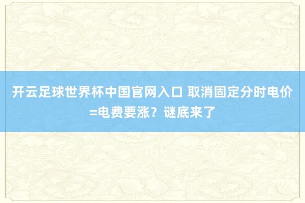 开云足球世界杯中国官网入口 取消固定分时电价=电费要涨？谜底来了