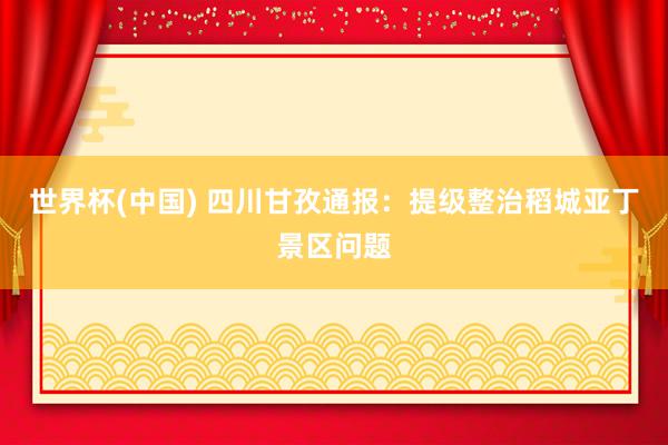 世界杯(中国) 四川甘孜通报：提级整治稻城亚丁景区问题