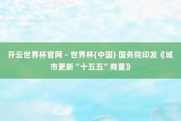 开云世界杯官网 - 世界杯(中国) 国务院印发《城市更新“十五五”商量》
