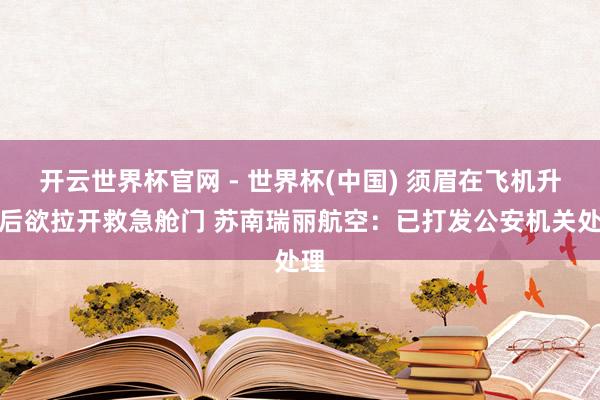 开云世界杯官网 - 世界杯(中国) 须眉在飞机升起后欲拉开救急舱门 苏南瑞丽航空：已打发公安机关处理
