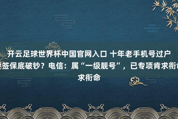 开云足球世界杯中国官网入口 十年老手机号过户要签保底破钞？电信：属“一级靓号”，已专项肯求衔命
