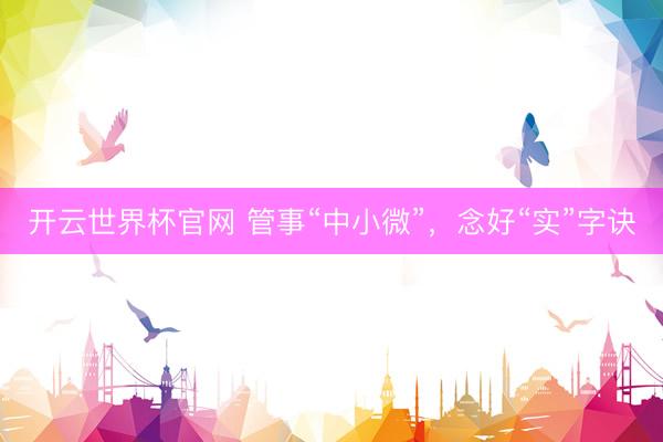 开云世界杯官网 管事“中小微”,念好“实”字诀