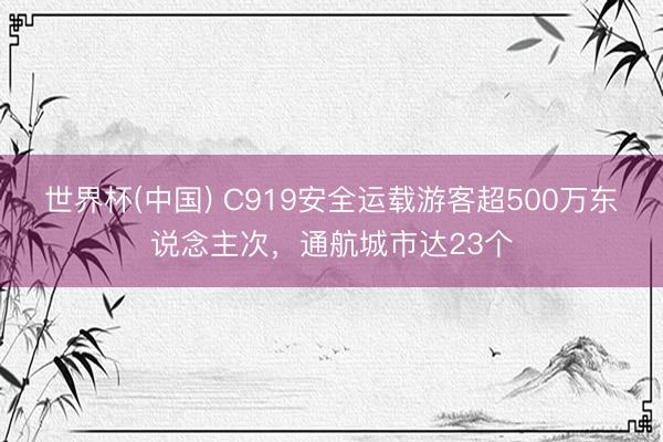 世界杯(中国) C919安全运载游客超500万东说念主次，通航城市达23个